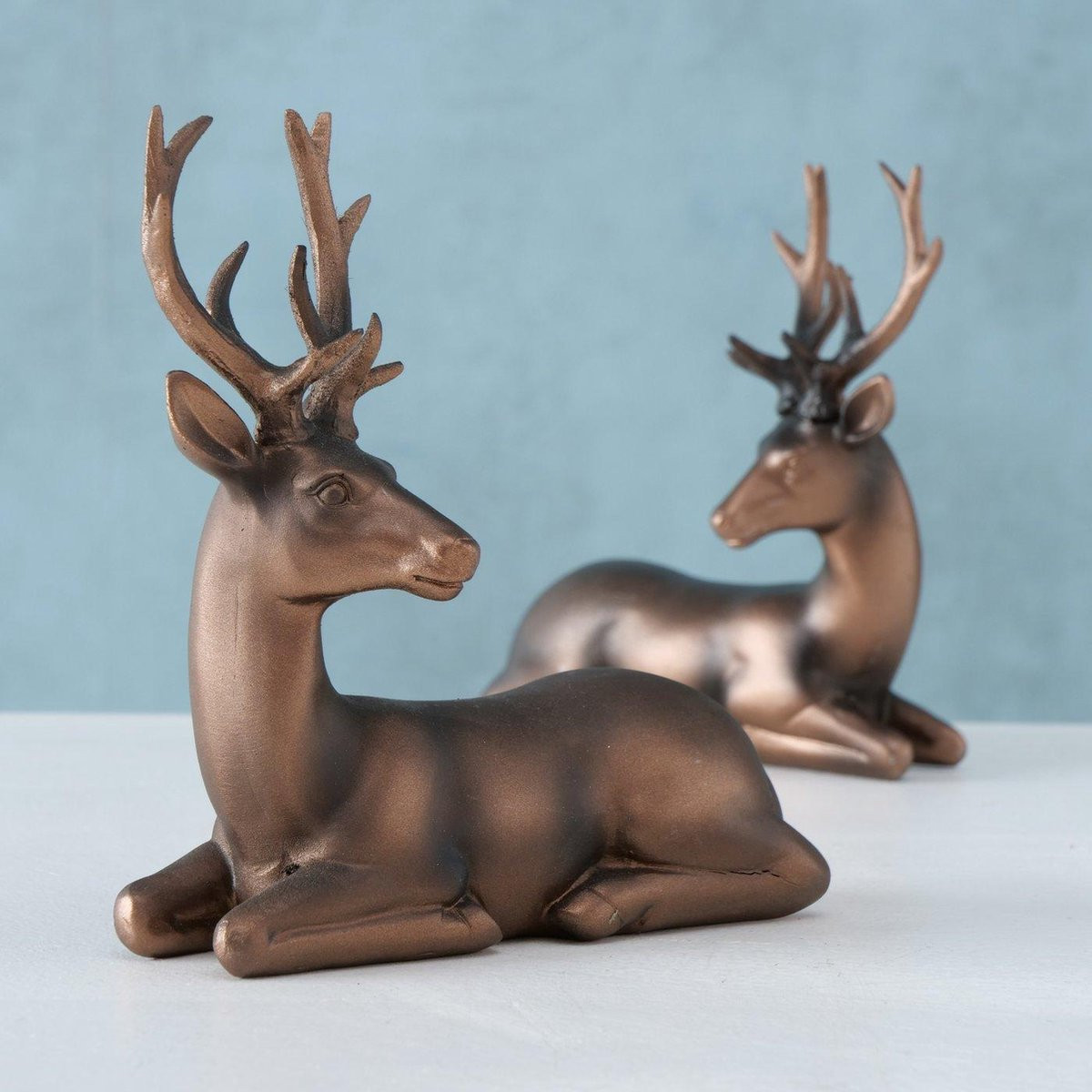 Boltze Hert & Ree Decoratie - Bruin - 2 stuks - Liggend - 14 cm