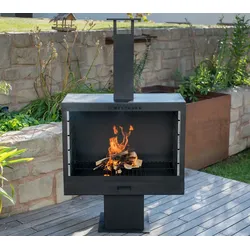 Westmann Stahl Grillkamin Feuerstelle | Schwarz | 50x90x160 cm - Schwarz