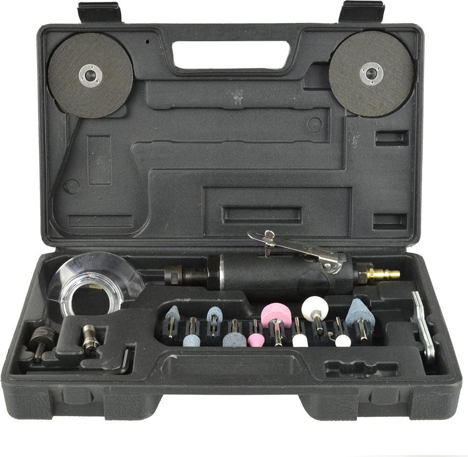 Geko Pneumatische rechte slijpmachine met accessoires, 3 of 6 mm, 1/4 inch, 18000 rpm