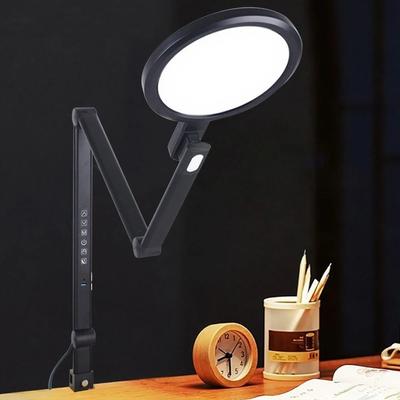 Discount Dollar Deals LED Multi Functional Foldable Clip Reading Desk Lamp, USB Output, 5 Colour Temperature Eye Cring Desk Lamp With Timer black 1200lm