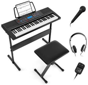 Costway 61-Key Electronic Keyboard Piano Starter Set with Stand Bench and Headphones