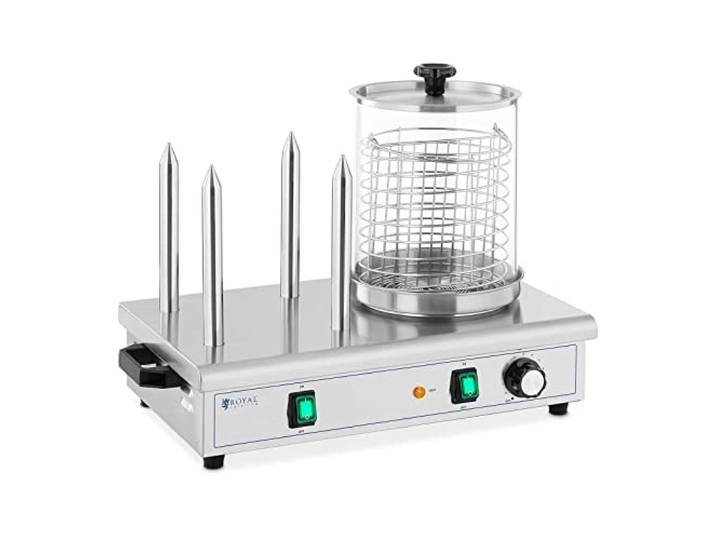 Royal Catering RCPHW 550 Machine À Hotdog Professionnelle Appareil Professionnel Chauffe-Saucisse Pain 4 Piques Plots 650 W