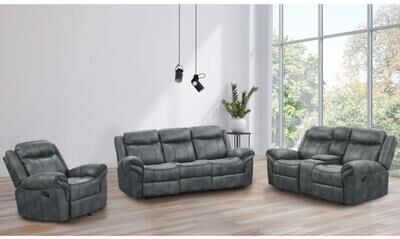 247 Shop At Home Verne Modern 3-Piece Brown Leather Manual Reclining Sofa Set with Cup Holders