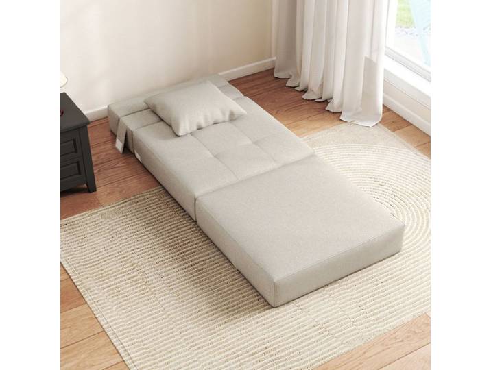 Chauffeuse convertible - AKOZON - 12879 - 1 place - Tissu beige - Matelas mousse 15 cm