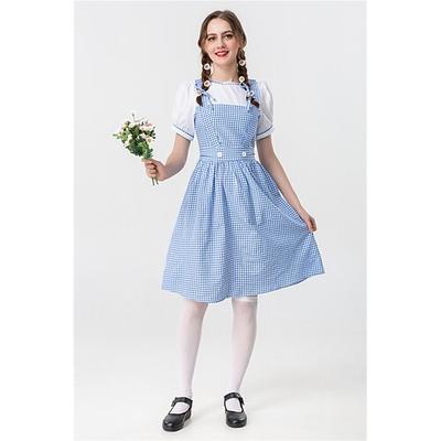 Damen Oktoberfest Dirndl Retro Vintage Karriertes Kleid für Oktoberfest Bier Karneval Maskeradenparty