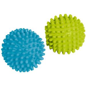 Xavax Trocknerbälle aus Kunststoff, blau und grün, Ø 6 cm, für weiche Wäsche im Wäschetrockner, 2 Stück
