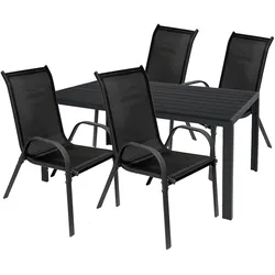 Mojawo Gartengarnitur Sitzgarnitur 5-teilig 150x90cm Anthrazit/Schwarz