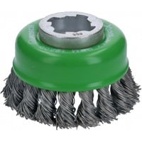PRO Stainless Steel heavy X-Lock Topfbürste, Ø 75mm, gezopft 0,5mm Edelstahldraht, für kleine X-LOCK Winkelschleifer
