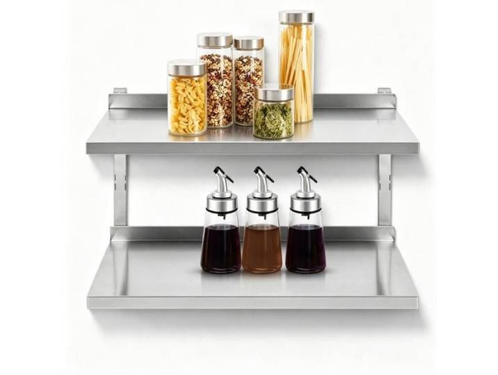 KEDIA Étagère Murale Acier inoxydable 2 Couches Étagères réglables en Hauteur Support de Rangement Cuisine