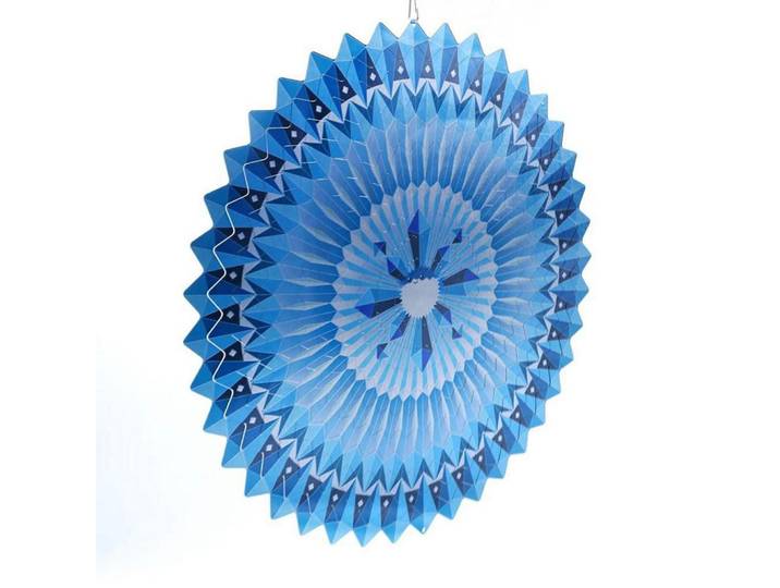 Windspiel Edelstahl Blau Geometrisch Rotierend, Metall, 30x30x30 cm, Dekoration, Gartendeko