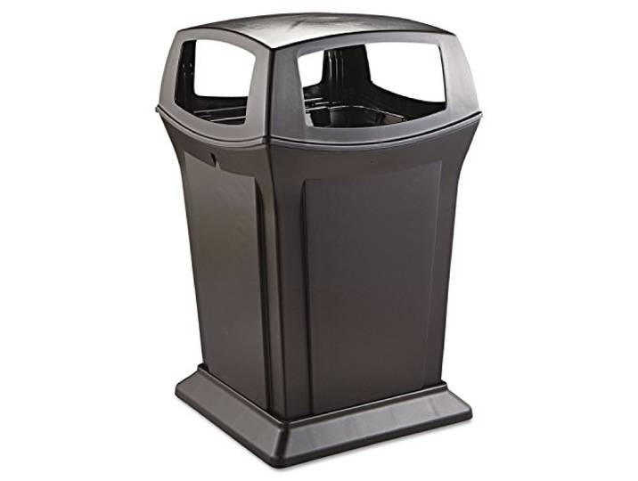 Rubbermaid Commercial Products Ranger Outdoor Mülleimer 170L Schwarz – Abfallbehälter mit Deckel und 4-Wege-Einwurf, Robust für Park Einkaufszentrum Stadion und Festivals – FG917388BLA