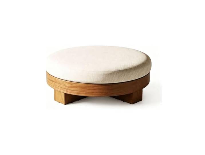 BIGYOUZI Rundes Tatami-Hocker, 38 x 38 cm (14,9 Zoll), Braune Beine