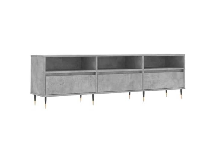 LMTYOENFG TV-Schrank Betongrau 150x30x44,5 cm Lowboard mit Eisenbeinen Stilvolles TV-Möbel mit 6 offenen Fächern für strukturierte Ordnung im Wohnzimmer oder Schlafzimmer.