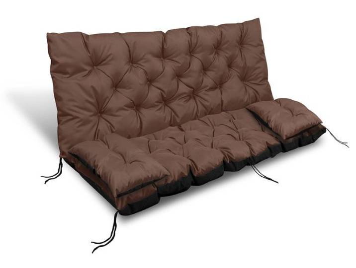 Coussin de jardin 180x60x50 cm + 2 coussins pour balancelle imperméable marron