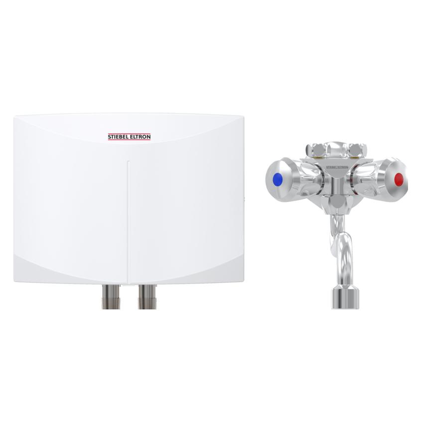 Stiebel Eltron DNM 3+MAW Mini-Durchlauferhitzer+Wandarmatur nur fürs Handwaschbecken + Armatur, 3,5 kW, mit Stecker (205968)