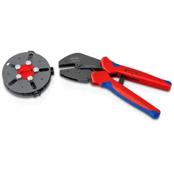 KNIPEX MultiCrimp Crimpzange mit Wechselmagazin mit Mehrkomponenten-Hüllen brüniert 250 mm - 973303