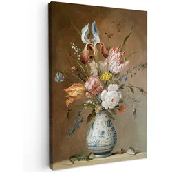 LEINWANDBILD Alte Meister - Blumen - Balthasar van der Ast Wanddeko Schlafzimmer 60x90 cm
