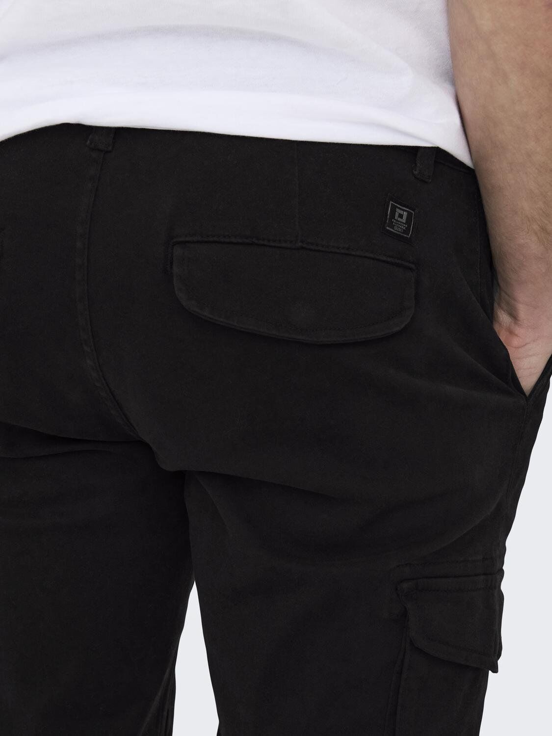 Slim-fit-Jeans ONLY & SONS "ONSLOOM SLIM LBD 8263 AZG DNM NOOS", Herren, Gr. 28, Länge 34, schwarz, Denim/Jeans, Obermaterial: 98% Baumwolle, 2% Elasthan, Abriebeffekte, schmal knöchellang, Jeans Slim-fit-Jeans schwarz 28, Länge 34