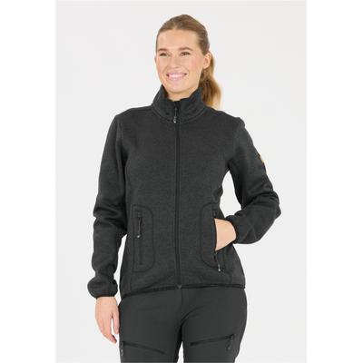 Fleecejacke WHISTLER "SAMANI", Damen, Gr. 48, grau (schwarz), 100% Polyester, meliert, normal, hoch geschlossener Ausschnitt, Jacken Fleecejacke, aus schnell trocknendem Funktionsmaterial