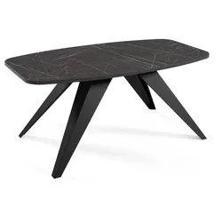 COUCHTISCH Lino, Kaffeetisch mit abgerundeten Kanten, Schwarz+Black Pietra Girgia