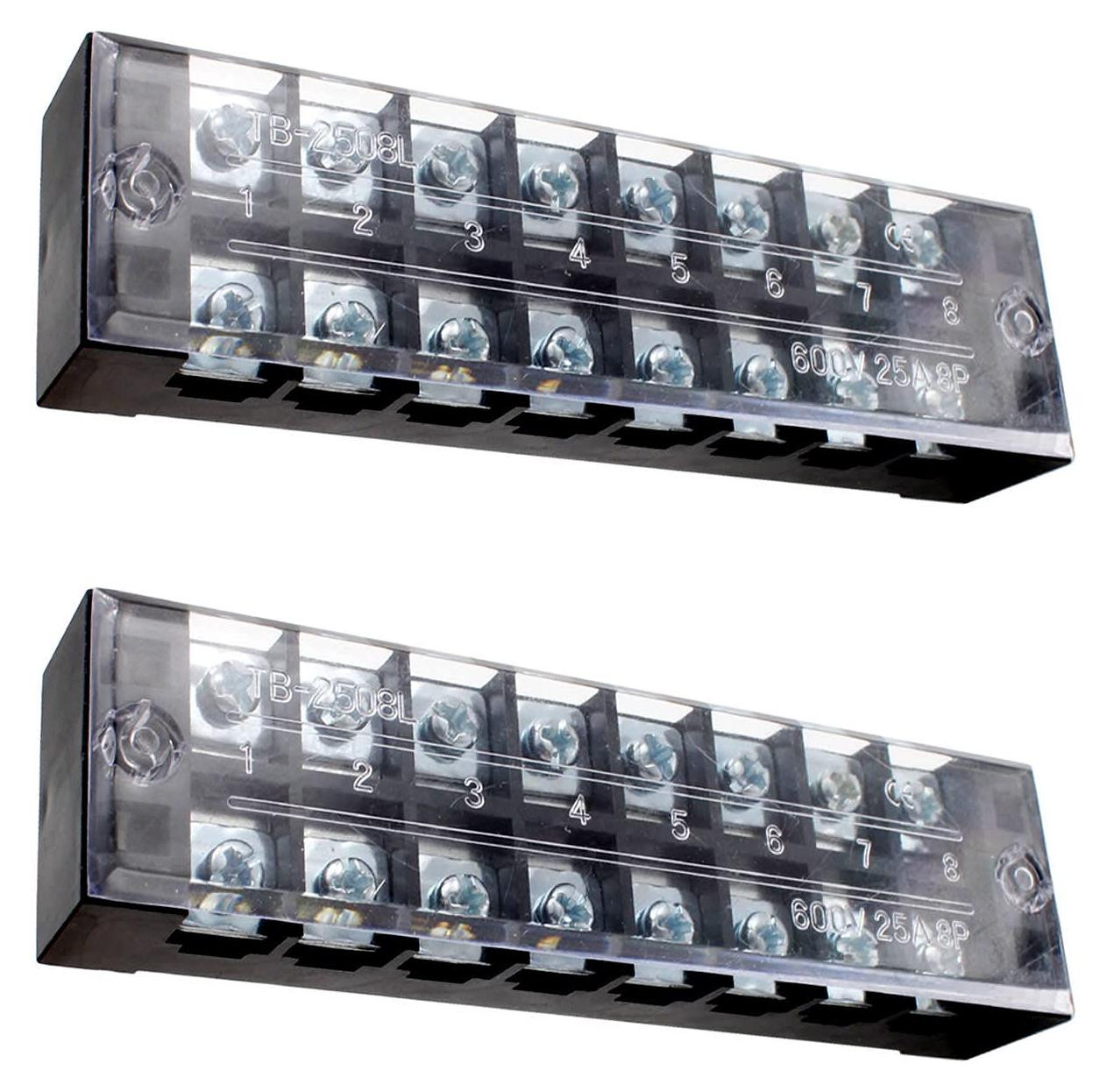Selius 2 stuks 8 festival klemlijsten 600 V 25 A dubbele rij schroefklemmen