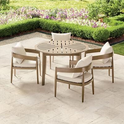 Miramar 5-Piece Outdoor Round Dining Set - Umber - Grandin Road