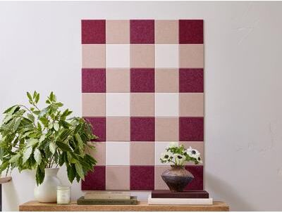 Felt Right Burgundy Gingham Pinboard   Sound Dampening Pinnable Tiles
