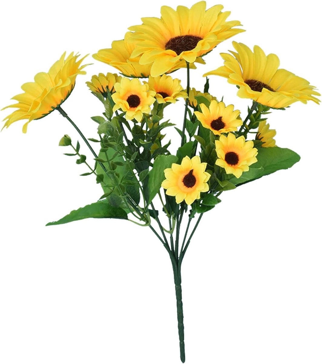 Zonnebloem Boeket - Kunstbloemen Zijde - Geel Decoratie Arrangement - 1 Meter