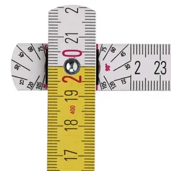 Zollstock Type 417, 2 m, weiß, weiß/gelbe metrische Schnellablese-Skala, Winkelfunktion, Meterstab aus PEFC-zertifiziertem Holz, Stahlblechgelenke mit integrierter Stahlfeder - weiß/gelb