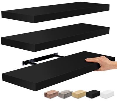 Sorbus Floating Wall Shelves Wood Wall Mounted Decor for Books and Storage with Invisible brackets - Set of 3