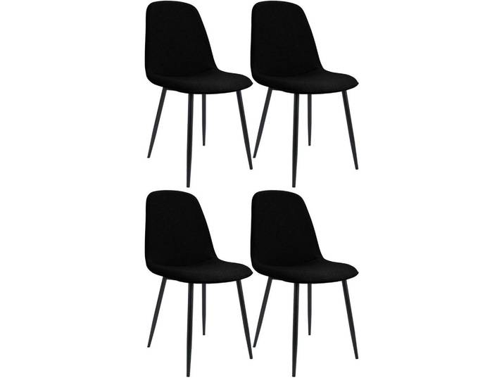 CLP Esszimmerstuhl 4er Set Stoff Schwarz, Metall, 45x88x54 cm, Esszimmer, Stuhl