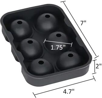 Quick Pick Pro Premium Silicone Ice Cube Tray With Lid For Perfect Whiskey Ice Balls And Cocktails black 6 Holes
