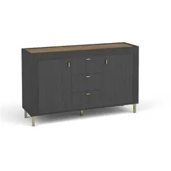 KOMMODE ZELOS 137,3/83,6/40cm mit 3 Schubladen 2 Türen Schwarz