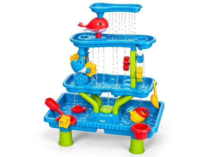 Relaxdays Table d'eau 4 niveaux, accessoires
