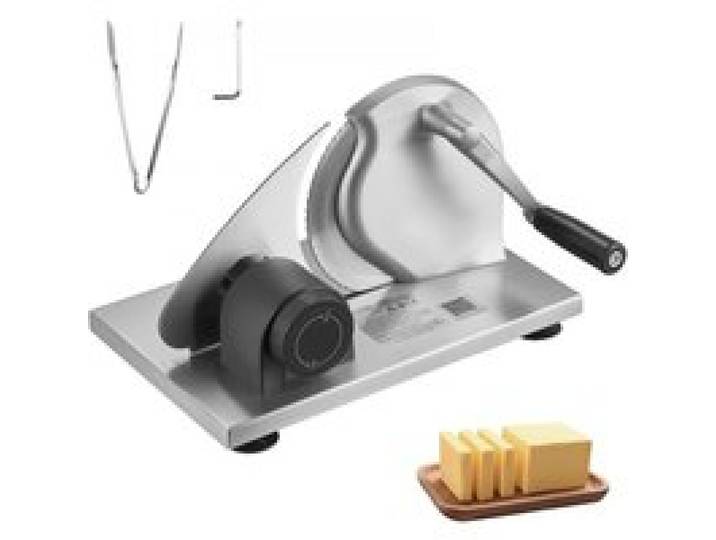 VEVOR Trancheuse à Pain Manuelle, Coupe Fromage à Épaisseur Réglable de 0 à 15 mm, pour Tofu Saucisson Cuisine et Boulangerie, Coupe pain à Manivelle avec Lame Micro-dentelée en Acier Inoxydable
