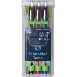 Schneider Xpress Fineliner schwarz, rot, blau - 3er-Etui