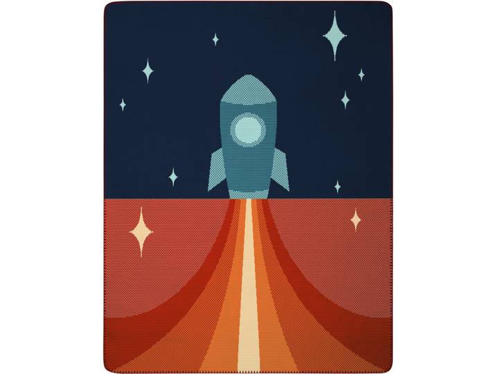 Babydecke BIEDERLACK Babydecke Little Rocket , orange (blau, orange), B:75cm L:100cm, Baumwolle, Polyacryl, Polyester, Wohndecken, Babydecke, 75 x 100, mit Zierstich