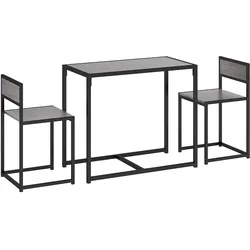 ESSGRUPPE 3-teilig aus Metall MDF Grau