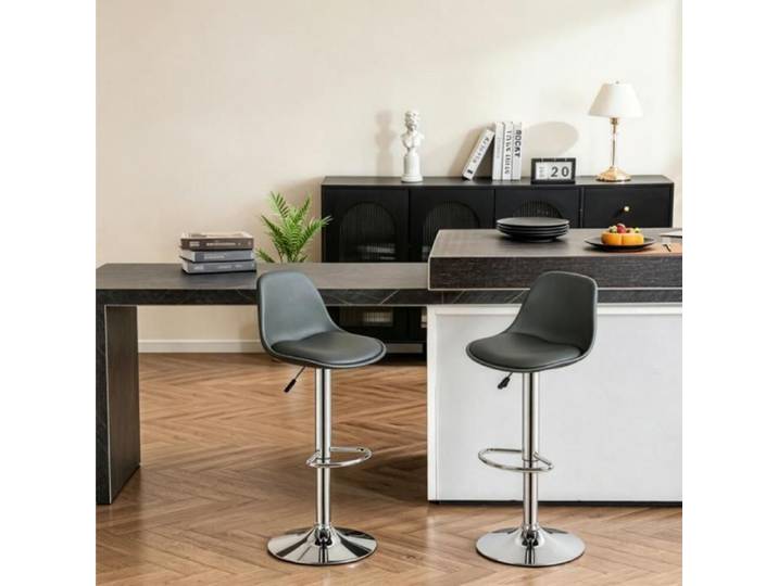 MIPAN.Tabouret De Bar Lot de 2 - Tabouret Debar Reglables En Hauteur (83-103cm) - Tabouret De Bar Gris - Style Moderne Cuisine