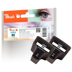 Peach Doppelpack Tintenpatrone schwarz kompatibel zu HP No. 363 bk*2, C8721EE