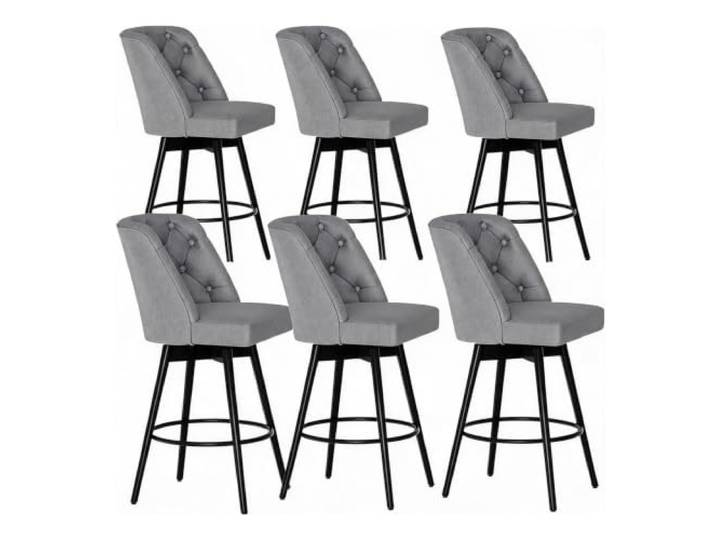 GarveeHome Barhocker 6er Set, Drehbarer Barstuhl mit Rückenlehne，Dunkelgrau Barstuhl 66 cm Counter-Höhe, Leinen-Bezug, Fußstütze aus Metall, für Küche, Kücheninsel und Hausbar