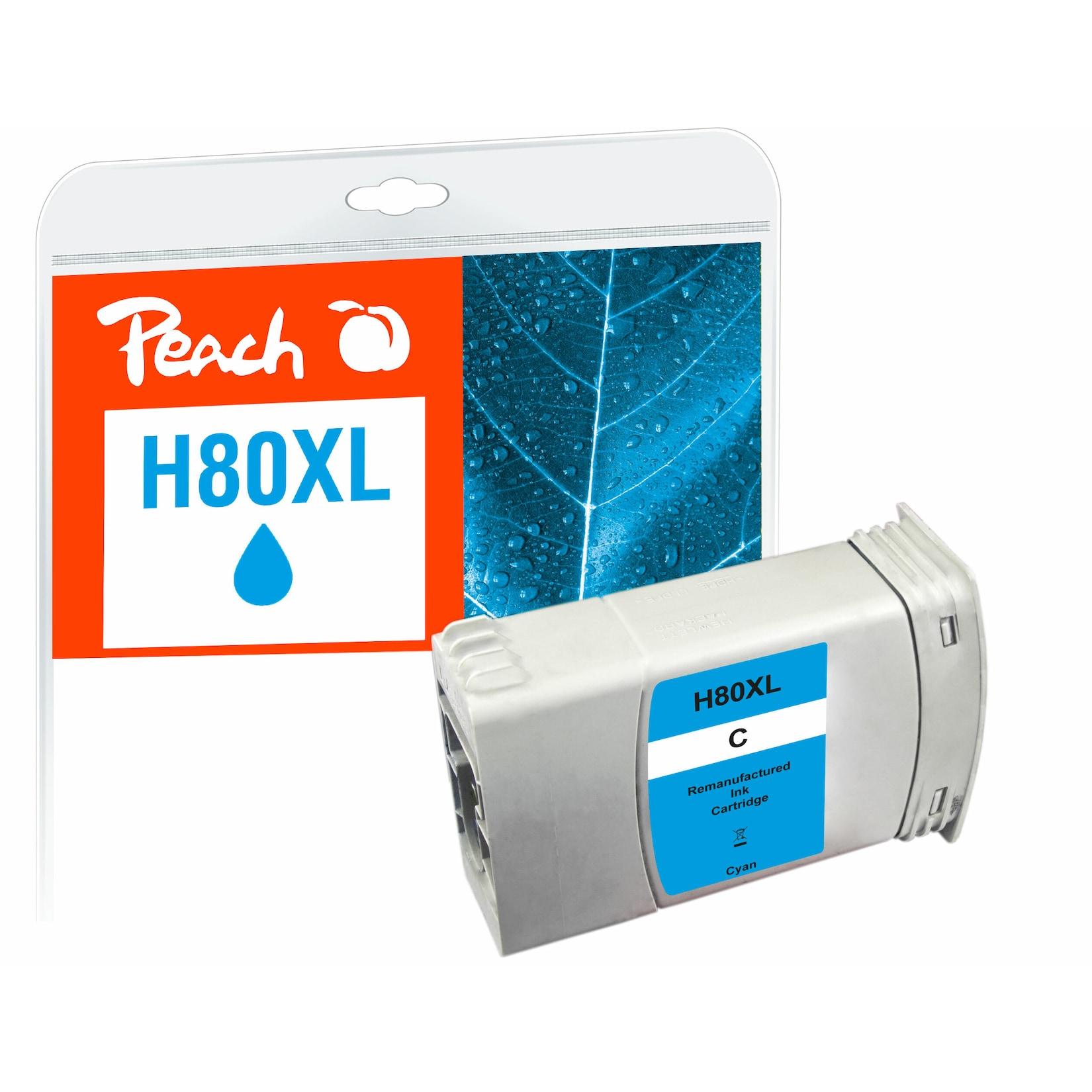 Peach HP 80 Druckerpatrone XL cy ersetzt HP 80XL C, C4846A für z.B. HP DesignJet 1050 C, HP DesignJet 1050 C Plus, HP DesignJet 1055 CM (wiederaufbereitet)