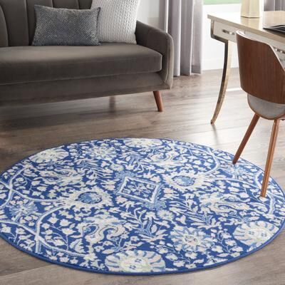 Nourison Whimsicle Modern Persian Floral Navy Ivory Area Rug