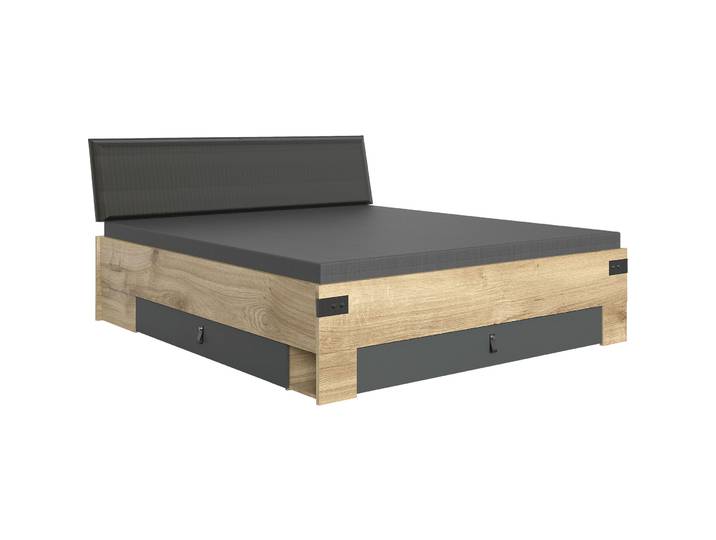 Bett Jasmin Holzwerkstoff Eiche/graphit 160 x 200 cm