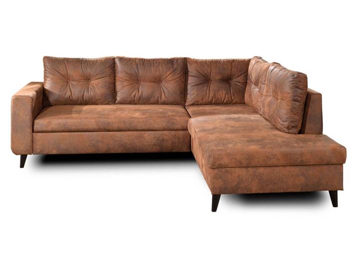 Best Mobilier NORDIC - Canapé d'angle droit - 5 places - Convertible \, Marron