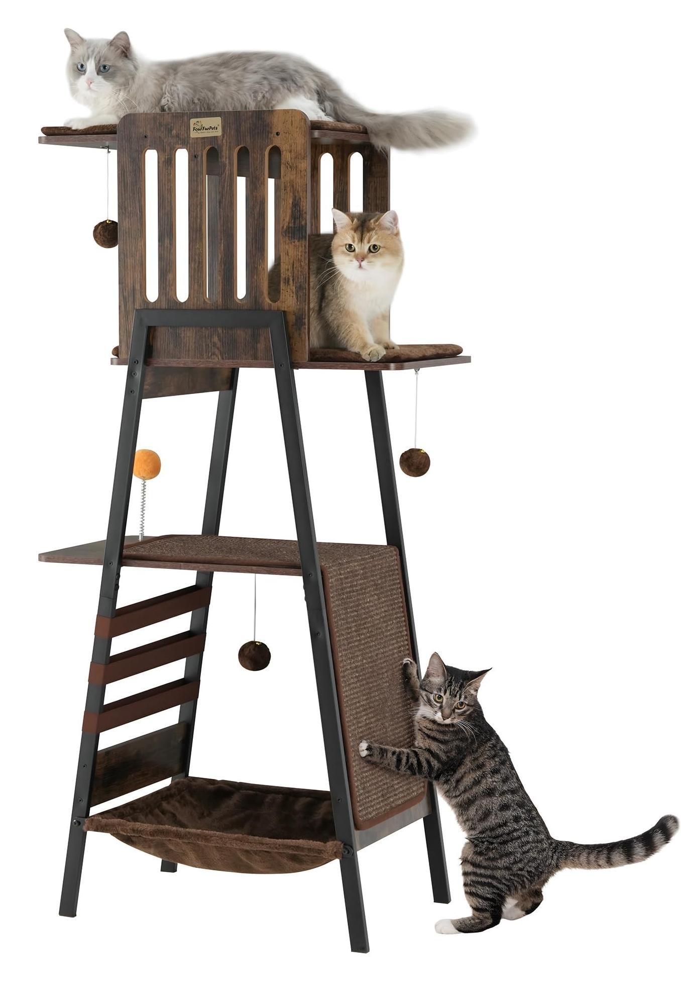 Großer Katzenbaum 147 cm mit Hängematte und Kratzbaum