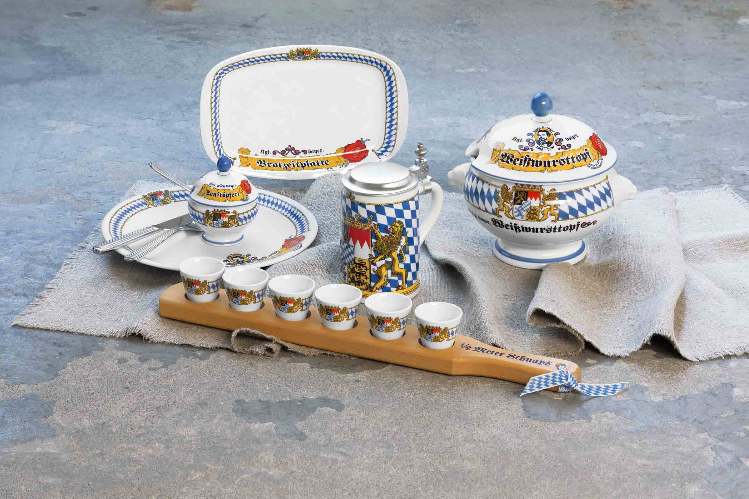 Schnapsglas SELTMANN WEIDEN "Stamper Compact Bayern 50 ml 12er Set bunt", bunt, 12 tlg., Porzellan, Trinkgefäße, Schnapsglas