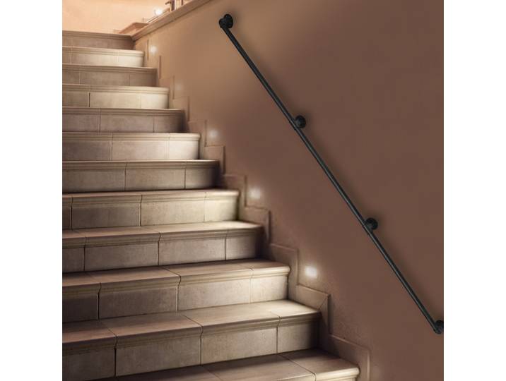 Main courante murale de 12 pieds en fer galvanisé pour escalier