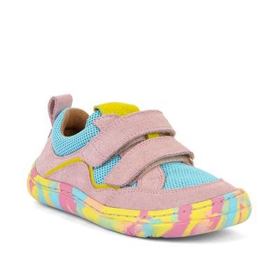 Barfußschuh FRODDO "BAREFOOT BAZE", Jungen, Gr. 25, chromfrei gegerbt, bunt (rosa, bunt), Leder, Textil, Schuhe Barfußschuh, Klettschuh, Sneaker, Freizeitschuh mit bunter Laufsohle