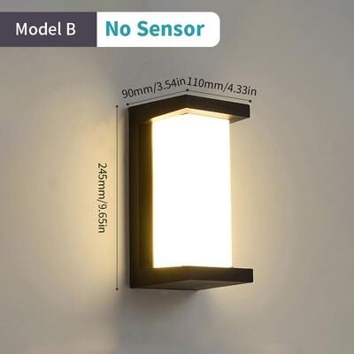 Silver Stone Store Waterproof LED Outdoor Wall Light, Motion Sensor Outdoor Lighting, Porch Lights For Balcony Garden, Stylish Outdoor Wall model B No Sensor cold White